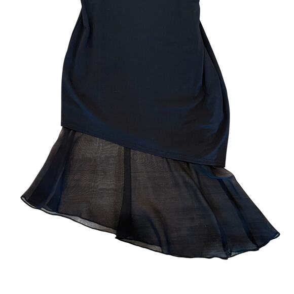 Jessica McClintock Dress Size 14 Black Rhinestones Sequins Asymmetrical - Picture 14 of 16